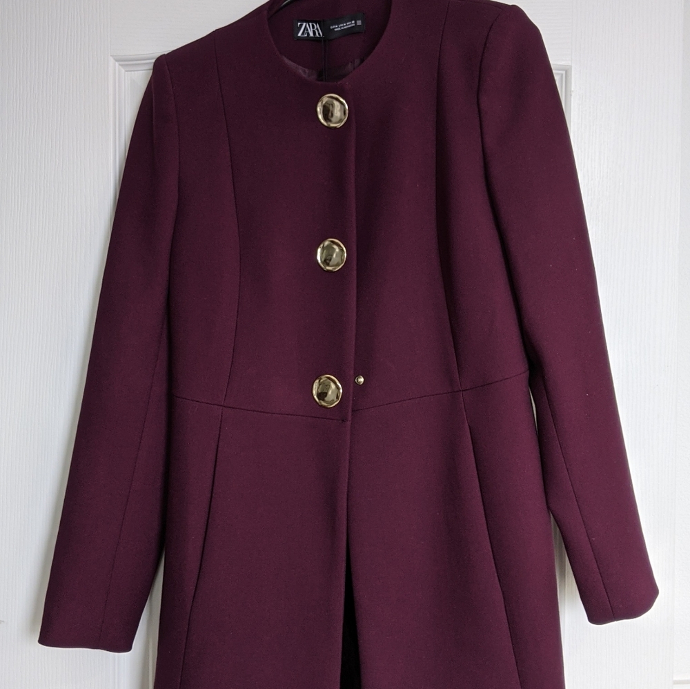 NEW Zara Fitted Frock coat with metal buttons